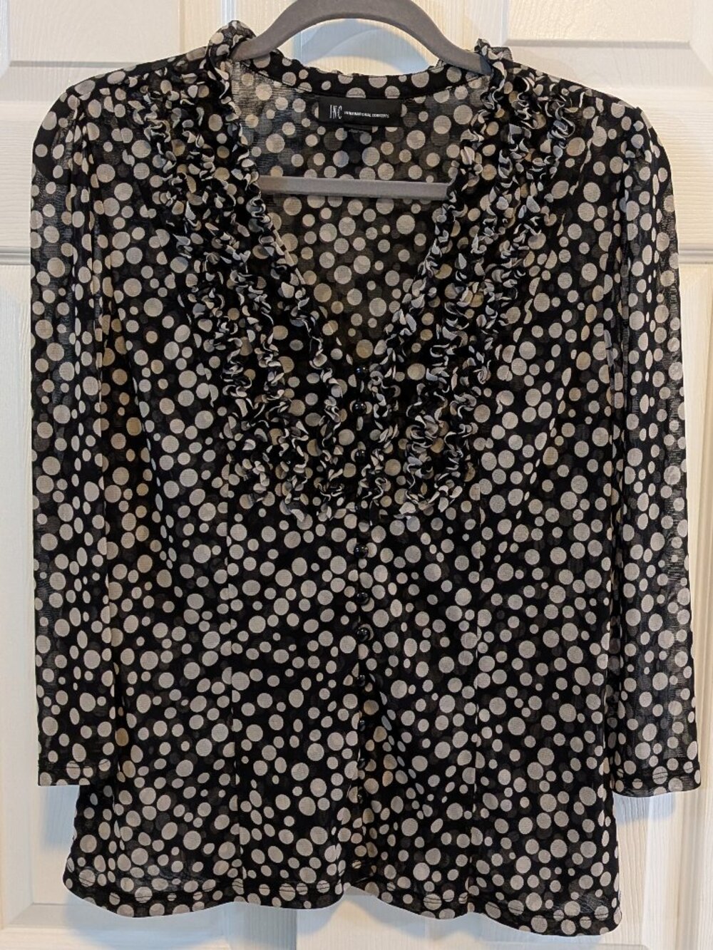INC Black and White Polka Dot Top